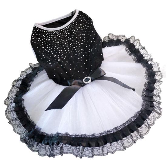 

Удобное хлопковое платье для питомца собаки кошки щенка в горошек с бантом принцессы из пряжи для весны/лета M черный белый