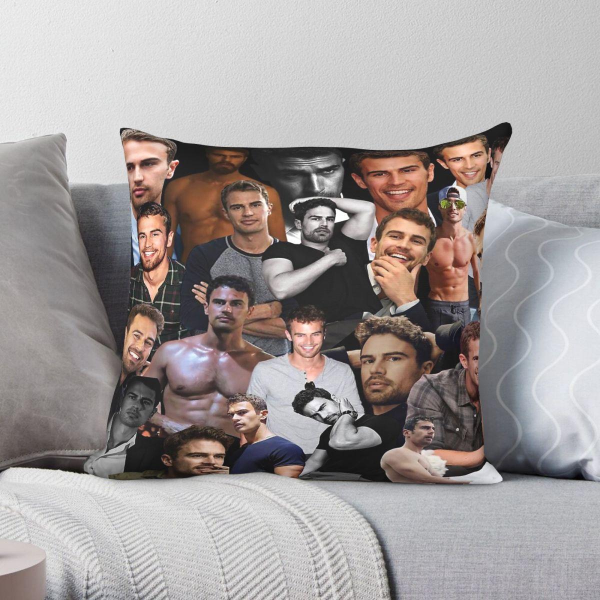Exquisite Ornaments Unisex Theo James Collage Square Pillowcase Polyester Linen Velvet Pattern Zip Decor Throw Pillow Case Room Cushion Cover