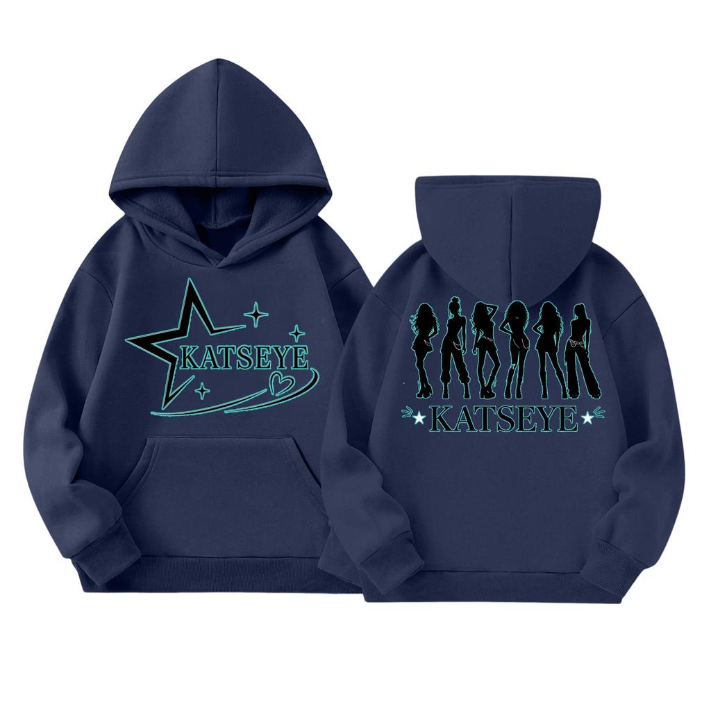 Girls' Fashion Long-Sleeve Hooded Sweatshirt with Print and Pockets