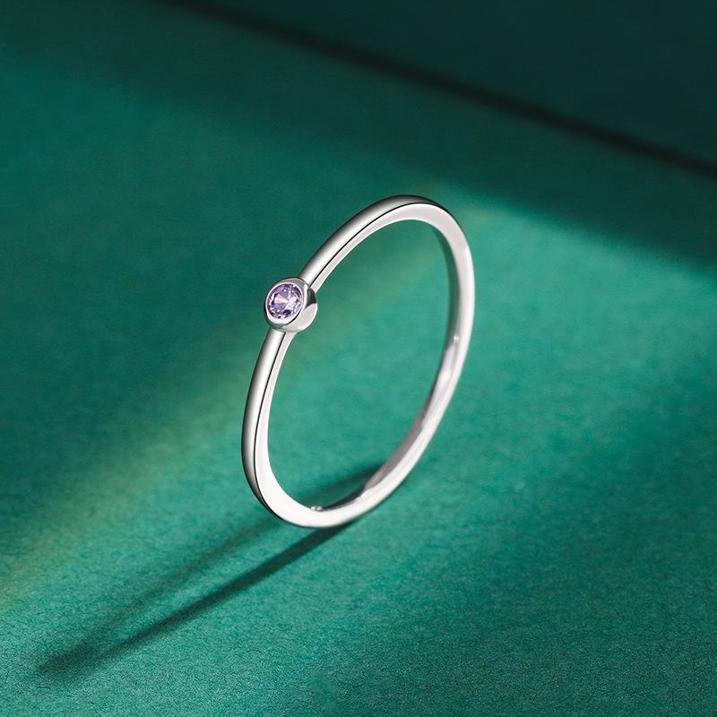 12 Constellations S925 Sterling Silver Zircon Ring for Women - Diamond-Set Japanese Light Luxury