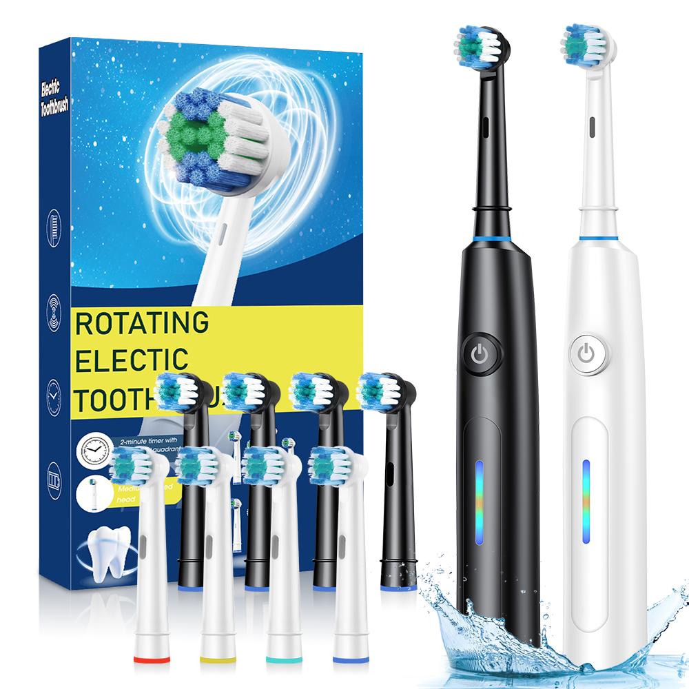 Rotating Electric Toothbrush with 4 Brush Heads with 5 Cleaning Modes Clean Teeth Battery Powered Rechargeable Toothbrush