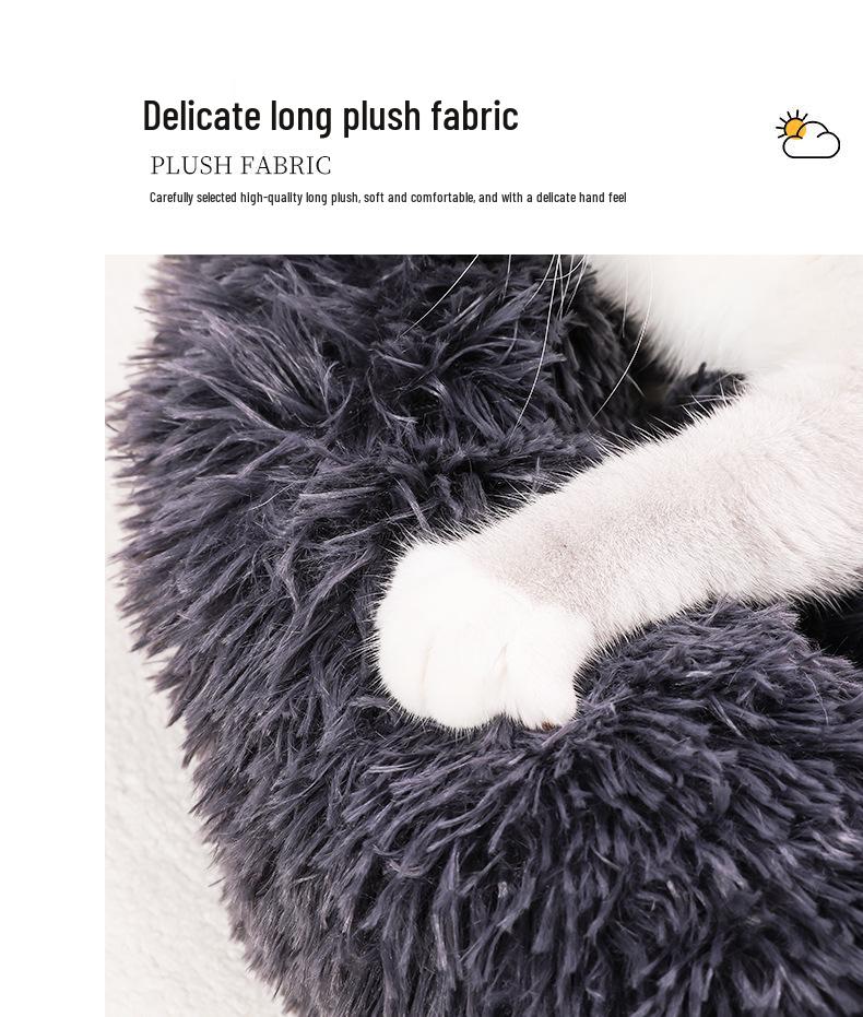 Plush Cat & Dog Bed: Cozy Autumn/Winter Nest, Soft Round Mat