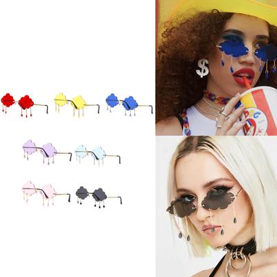 Tassel Clouds Shaped Sunglasses Women Rimless Sunglasses Cloud Sunglasses Raindrop Glasses 90s Disco Sunglasses