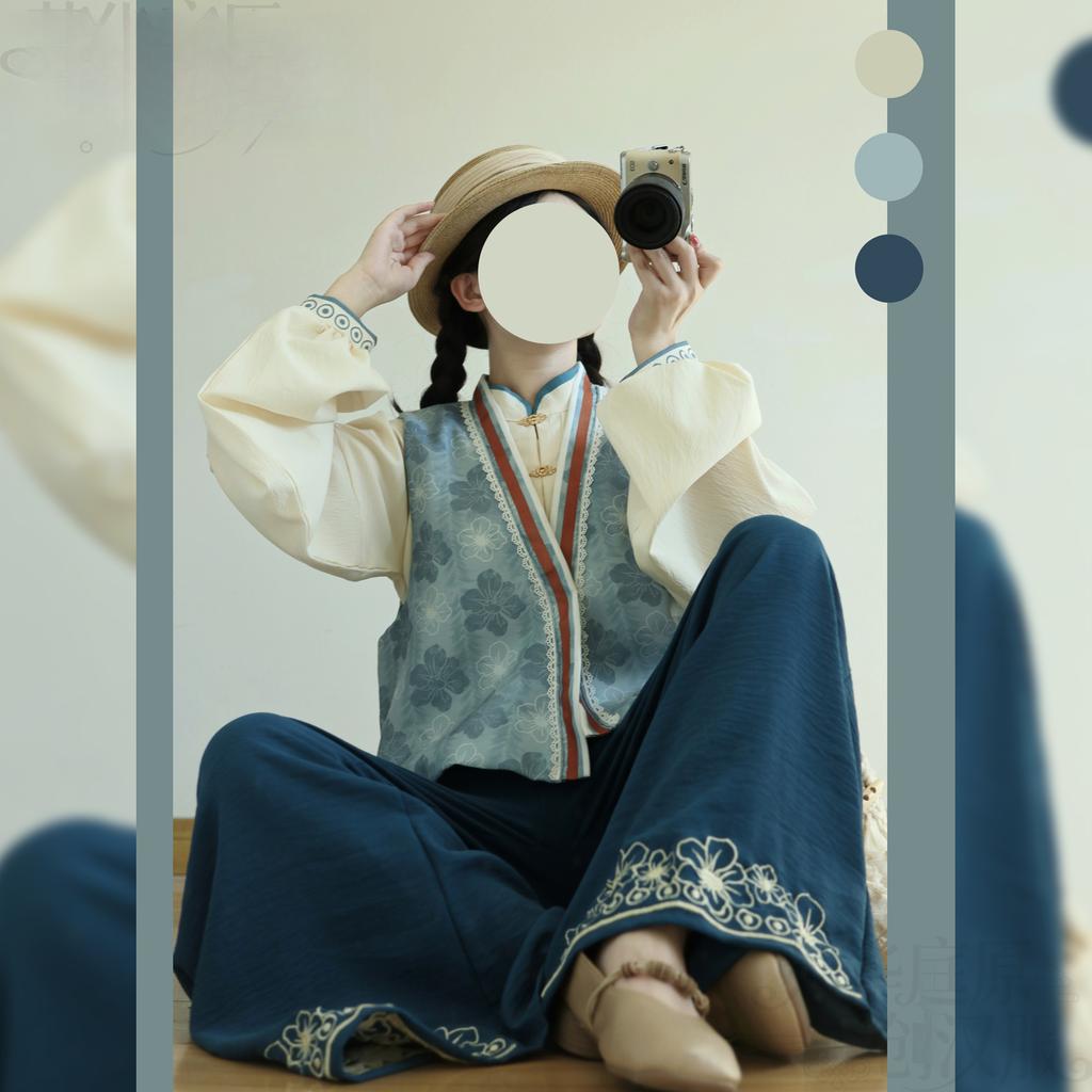 Chinese Tang Dynasty Style Hanfu Suit For Women Tang Beizi Daily Improved Literary Retro Suit
