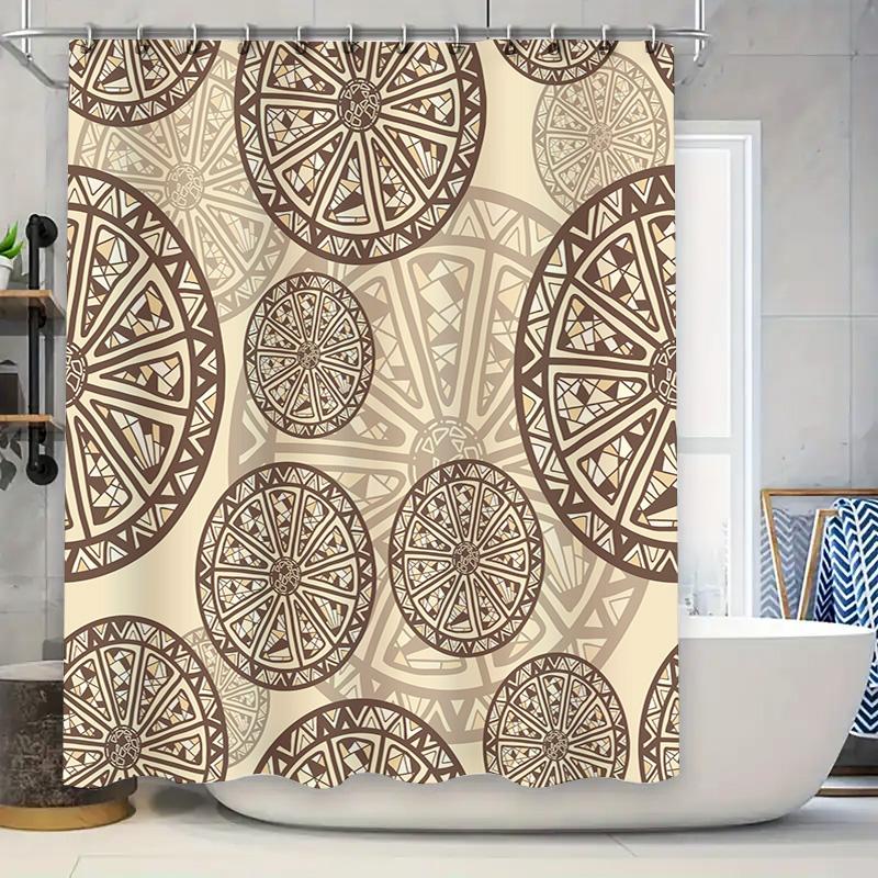 

Modern Boho Pattern Decorative Shower Curtain Set for Bathroom Neutral Beige Floral Print Size 180x180cm (Free US Shipping) 90x180cm