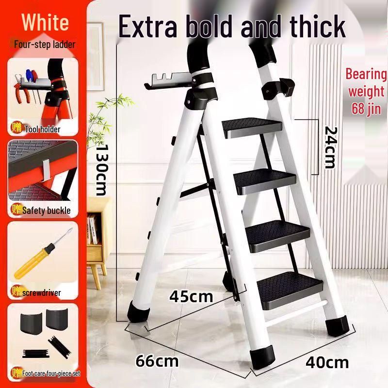 Multi-Functional Telescopic A-Frame Folding Ladder - Thick Carbon Steel Step Ladder for Indoor Use