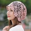 Women's Spring Summer Thin White Hair Cover Hollow Breathable Slouchy Lace Turban Flower Hat
