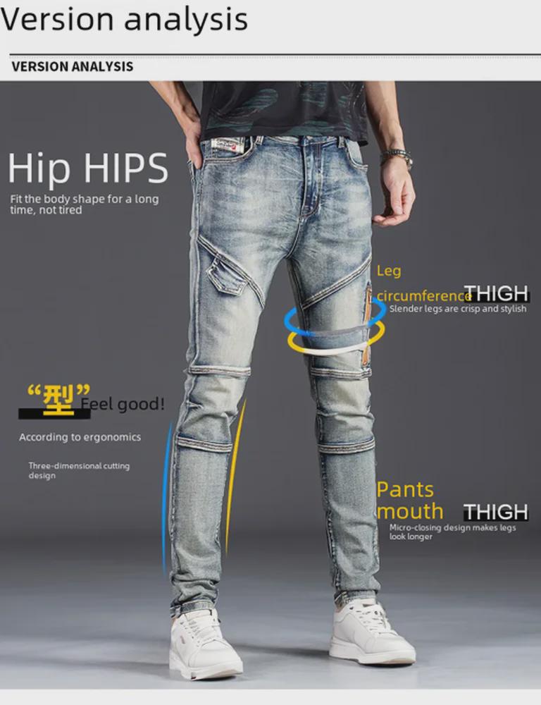 Herren Slim Fit Splicing Jeans: Neue stylische, schlichte und vielseitige Hosen.