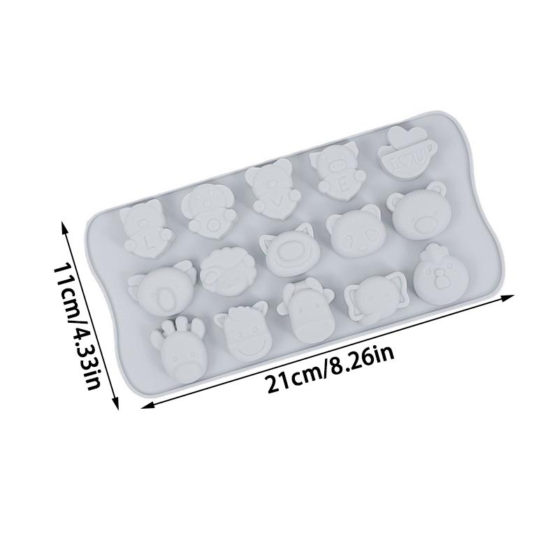 Cartoon Animal 15 Grid Push-Type Soft Bottom Ice Cube Mold Household Silicone Ice Tray Homemade Ice Cube Food Grade