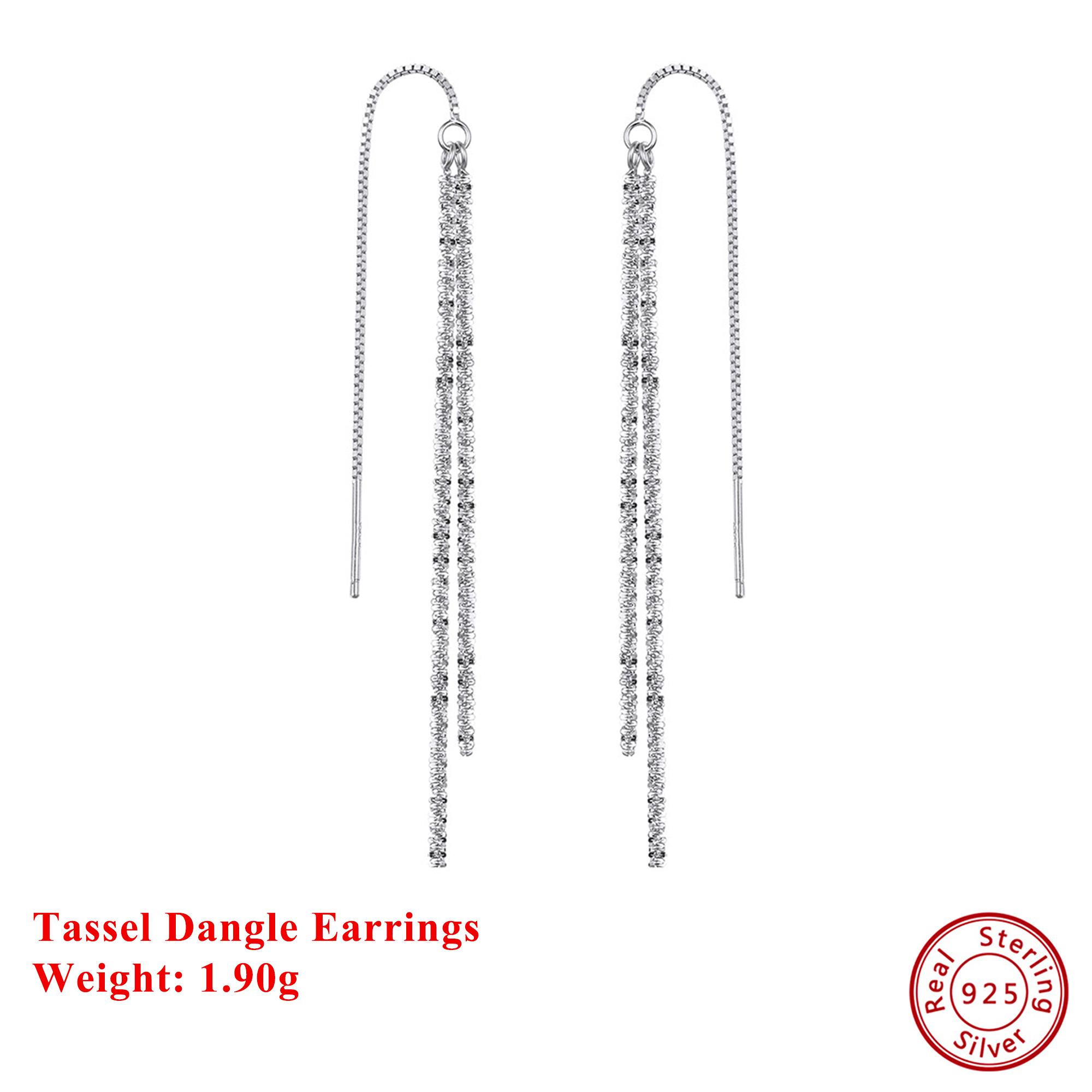 

Effie Queen S925 Silver Fine Tassel Long Chain Earrings 925 Sterling Silver Design High-End Drop Wedding Party Jewelry APE152 серебряный