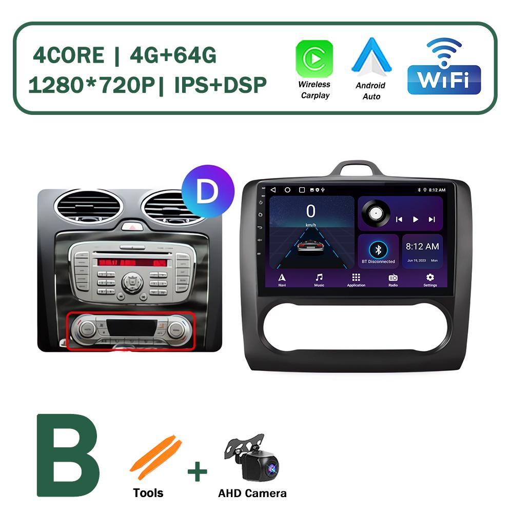 XSW3 9 Inch Wireless CarPlay Android Auto Radio for Ford Focus 2 Mk2 2004 - 2011 Car Multimedia Video Stereo Player GPS WIFI