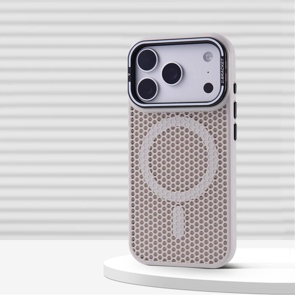 Honeycomb Grid Mesh Cooling for Magsafe Case for iPhone 17 Pro Max 16 15 13 14 12 Plus Alloy Lens Bracket Wireless Charge Cover