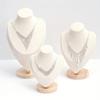 Solid Wood Necklace & Jewelry Display Stand with Portrait Model for Accessories, Rings, and Bracelets