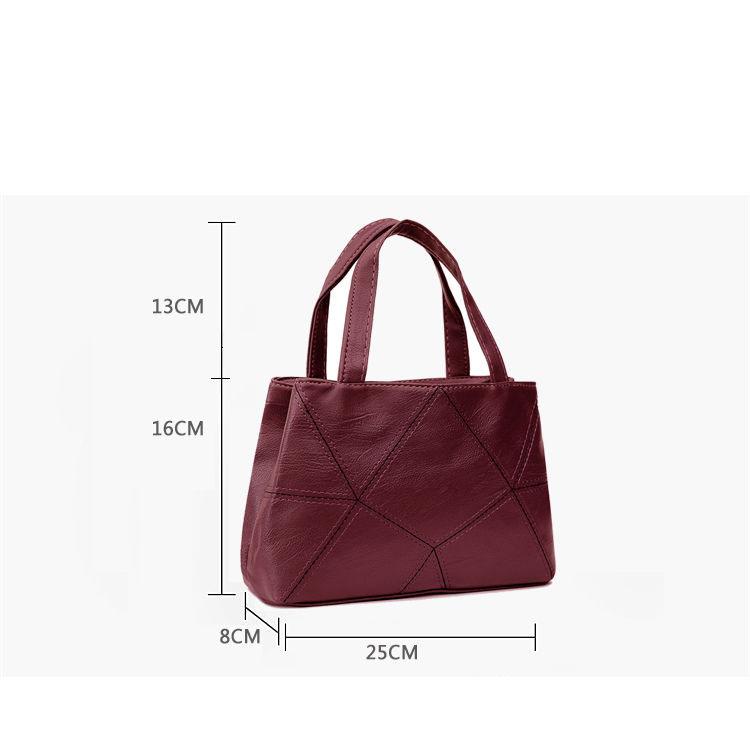 Weiche PU-Handtasche für Damen, einfarbig, strukturiert, quadratische Tasche, vielseitige, lässige Geldbörse, Vintage-Einkaufstasche