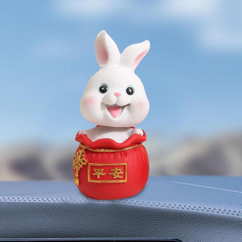 Uroczy Królik Potrząsający Głową Zabawki Dekoracja Panelu Deski Rozdzielczej Samochodu Żywica Ozdoba Samochodowa Lalka Akcesoria do Wnętrza Samochodu Prezent