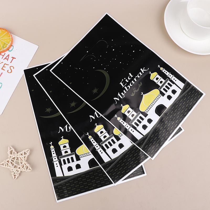 10Pcs 2025 Eid Mubarak Handbag Candy Cookie Snack Gift Bags Packaging Bag For Home Ramadan Muslim Islamic Party Decor Supplies