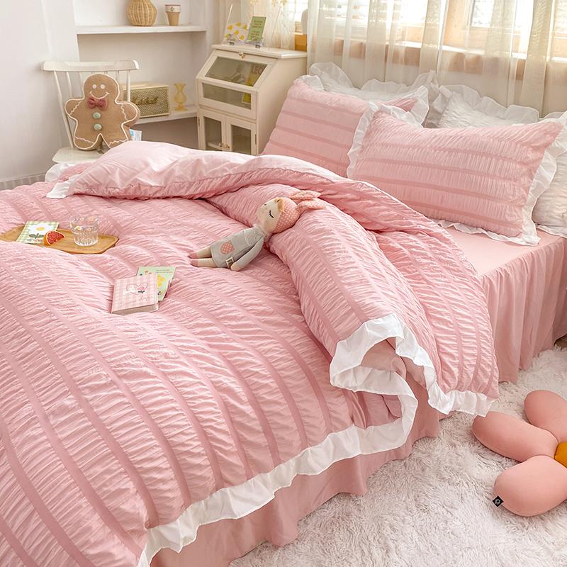Korean Style Princess Summer Quilt Cool Chiffon Seersucker Air-conditioned Quilt Bed sheet Summer Blanket Comforter Duvet