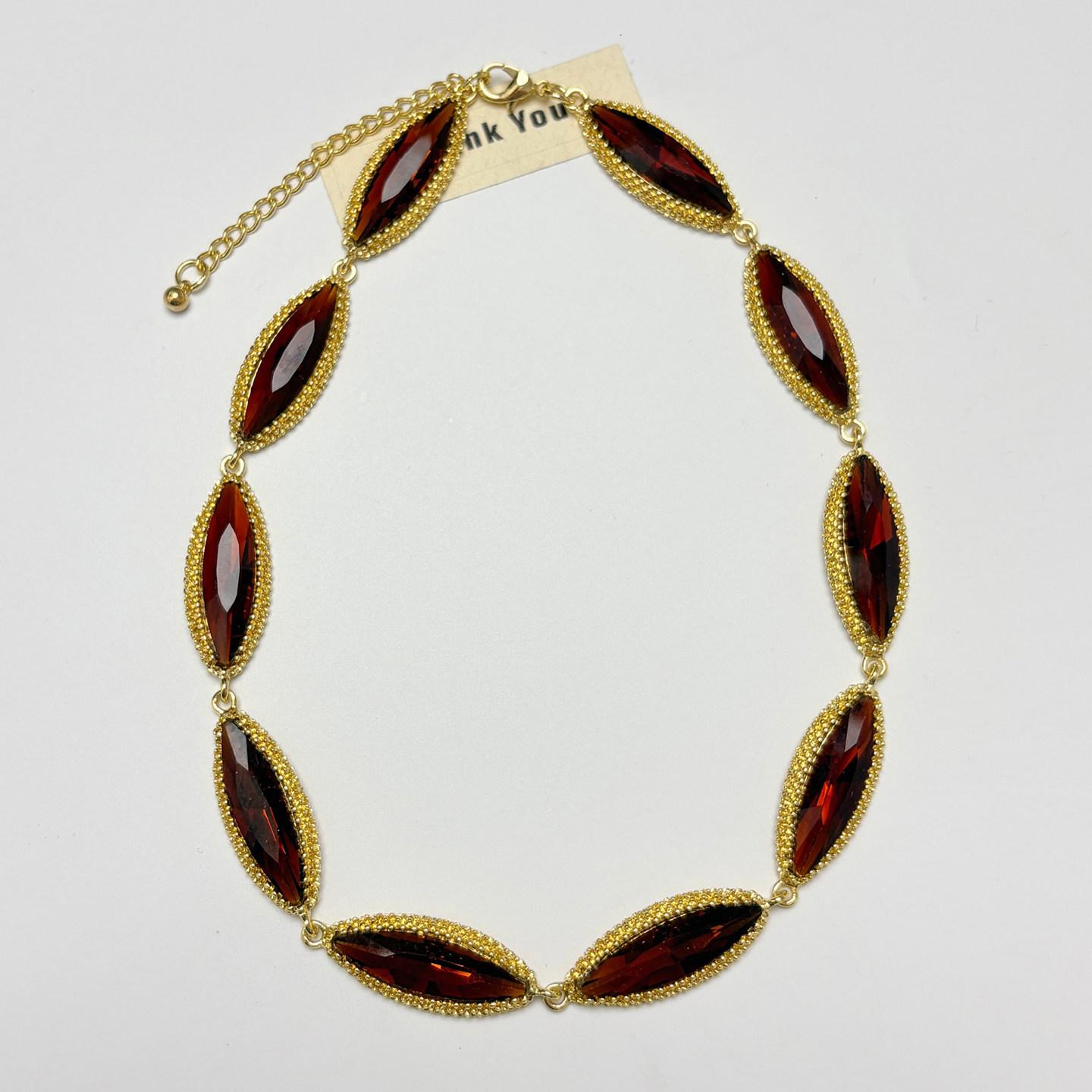 Crystal Geometric Oval Necklace Fashion Clavicle Chain Jewelry