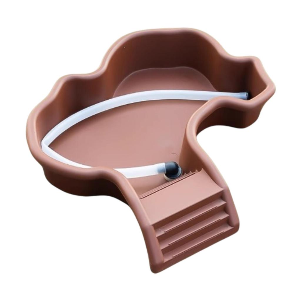 Tortoise Food Dish with Ramp Turtle Bathing Basin Reptile Water Dish for Amphibians Horned Frogs Lizard Basking Platform