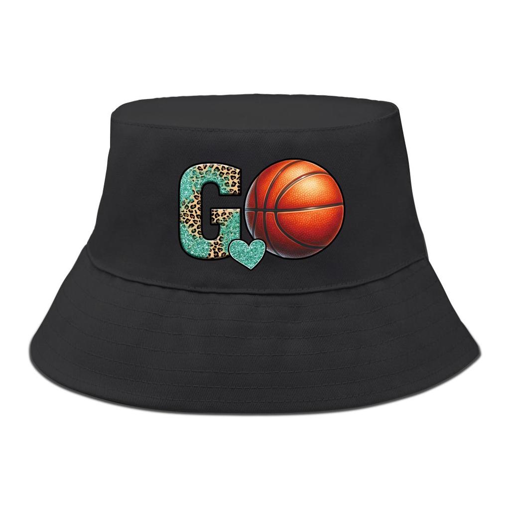 Bucket Hat With "GO" Basketball Print , Sun Cap Trendy Spring Fashion Fishing Hat