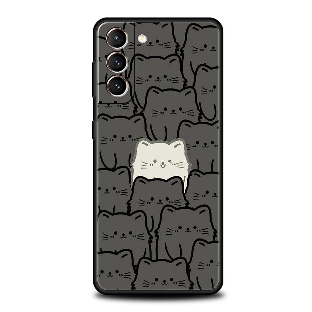 

Чохол для телефону з котячим принтом для Samsung Galaxy S24 S23 Ultra S22 S21 S20 FE 5G S10 S10E S9 Plus S8 М’яка силіконова чорна кришка-бампер Samsung S9