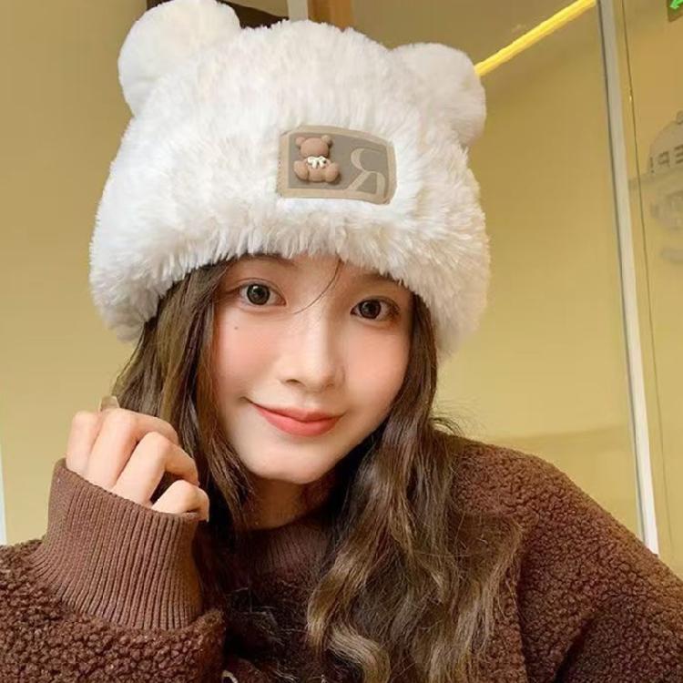 Furry Bear Hat for Cycling and Running Sport Thicken Bear Hat Thick Lining