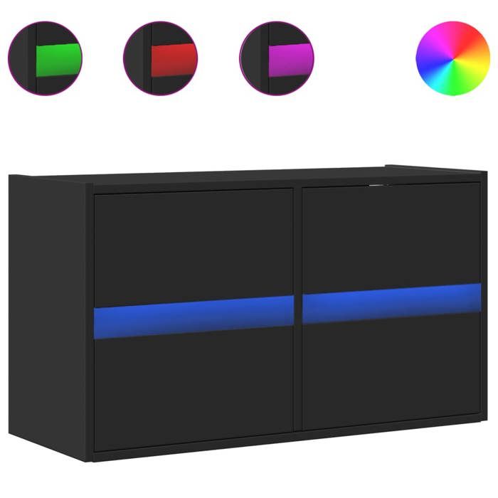 VidaXL Wall-mounted TV Cabinet with LED Lights Black 80x31x35 Cm, Wall-mounted TV Unit, Floating TV Unit, Wall-mounted TV Stand, 852286