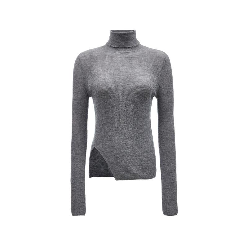 Veromoda Women's Wool Blend High-Neck Slim Fit Slit Sweater