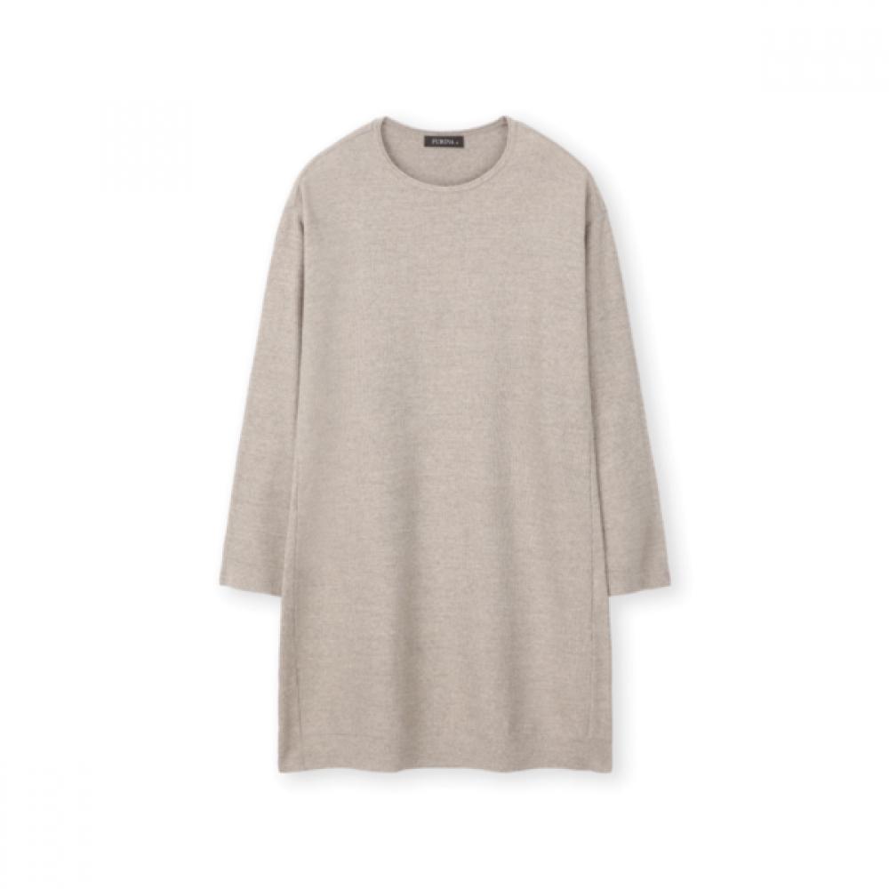 

Furina Cashmere Wool Wrinkle Hem KniT Long T shirT beige/L (95)