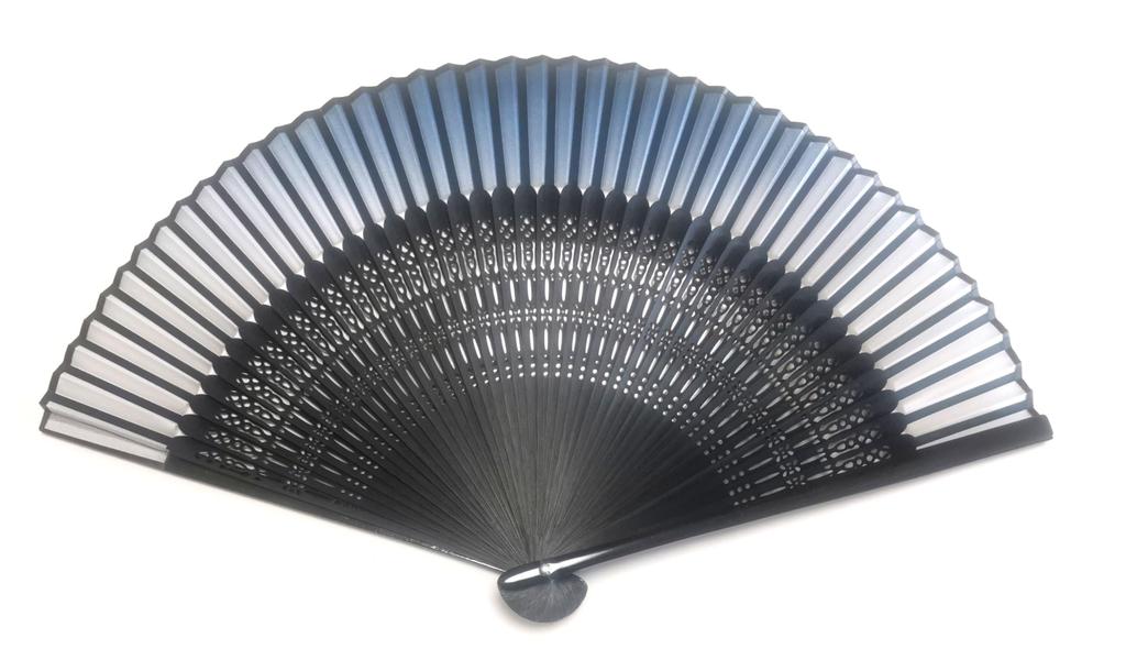 VX Folding Openwork Glossy Silk with Fan, Design, Frame, Fabric, Black, 22cm, Pouch, VX-159-26-001