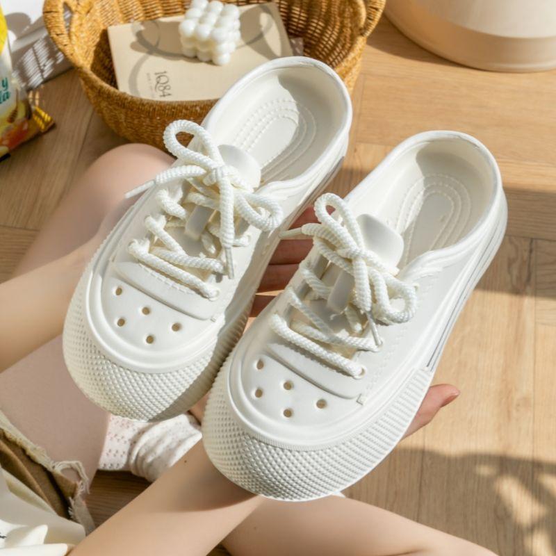 

Fashion Women Fashion Clogs Lace-up Platform Slippers Summer Shoes Soft EVA Anti-slip Female Beach Street Slides Thick Sole Sandals 35-36