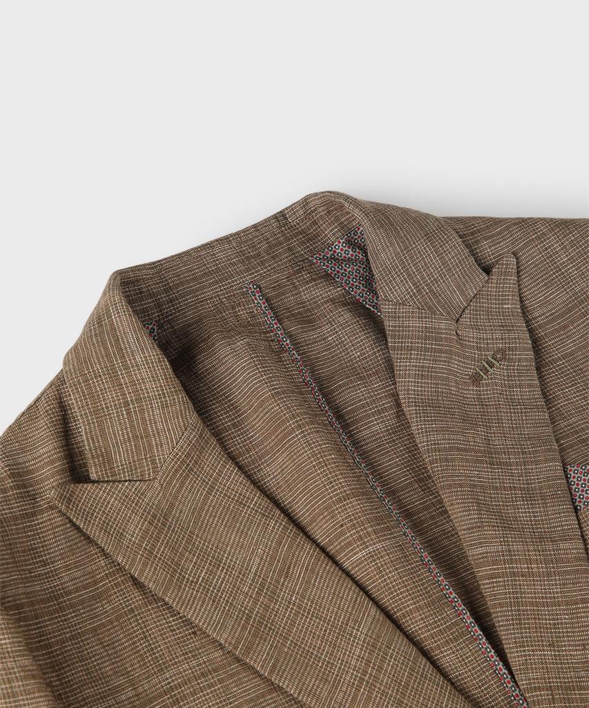 Panicale Brown Linen Classic Check Jacket