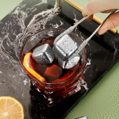 Juego de Cubitos de Hielo de Acero Inoxidable con Pinzas Enfriadores de Bebidas Reutilizables Congelación Rápida Piedras Metálicas para Enfriar Whisky para Cerveza Cócteles