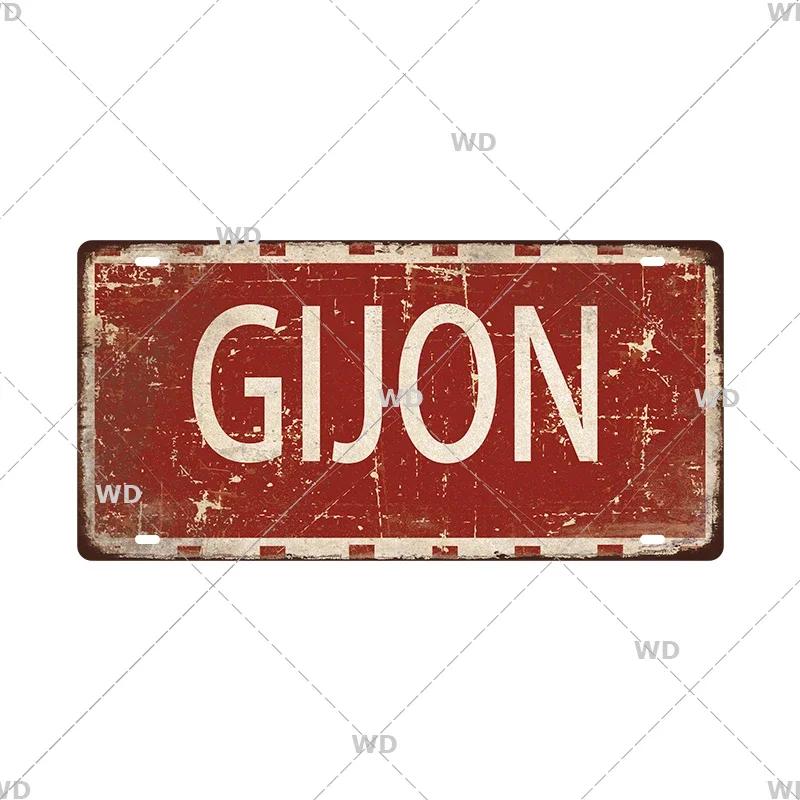 Spain City Metal Sign Licenses Plate Plaque Metal Vintage Tin Sign BARCELONA/MADRID/SEVILLE Flag Bar Pub Man Cave Club Poster