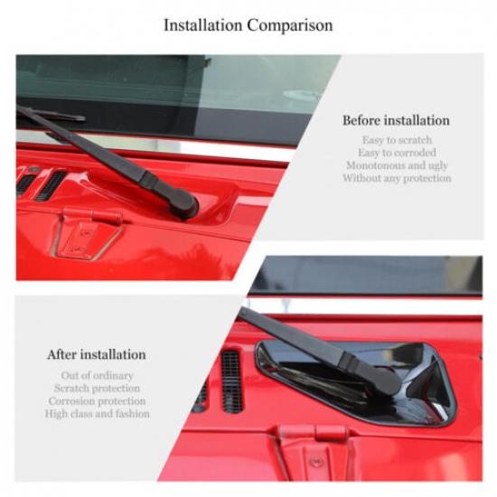 Front Windshield Wiper Base Cover Trim Bezels For Jeep Wrangler JK 2007-17 Black