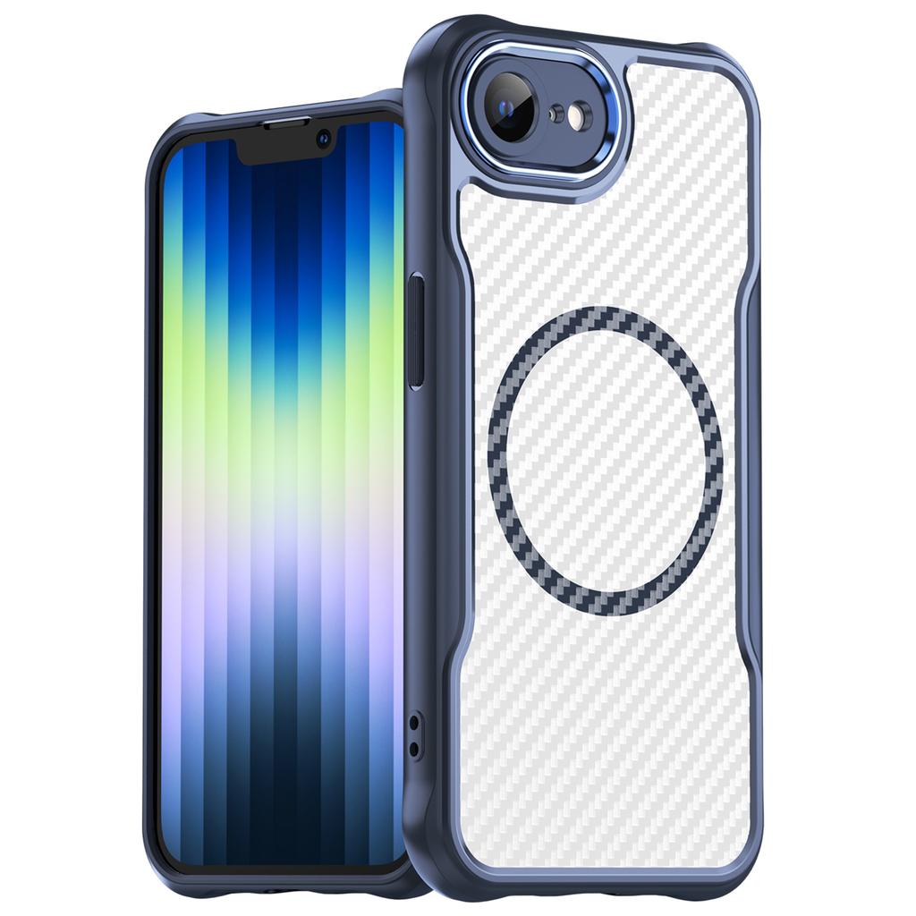 For iPhone 16e Case TPU+PC Carbon Fiber Phone Cover Compatible with MagSafe