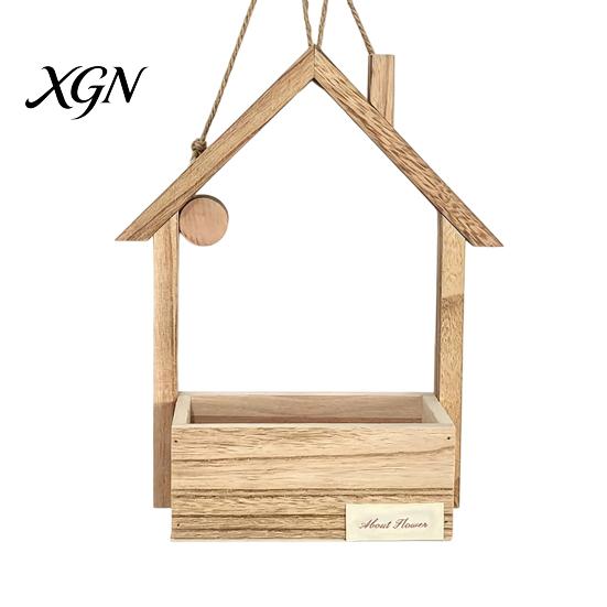 Rustic Home Wall Decoration Wooden Planter, Creative Hanging Flower Pot Basket for Indoor Plants Decorative Faux Flowers, Decor Living Room