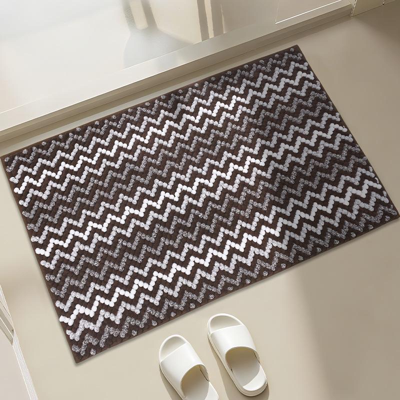 Ripple Texture Chenille Bath Mat, Plush Tufted Bathroom Carpet, Ultra Soft Fast-Absorbing, Rapid-Dry with TPR Anti-Slip Base
