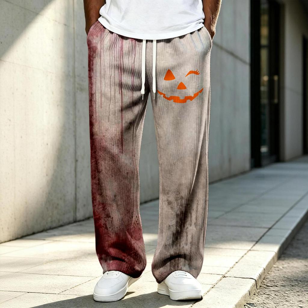 Herren Halloween Gestrickte Lange Hose mit Aufdruck für Feiertagskleidung