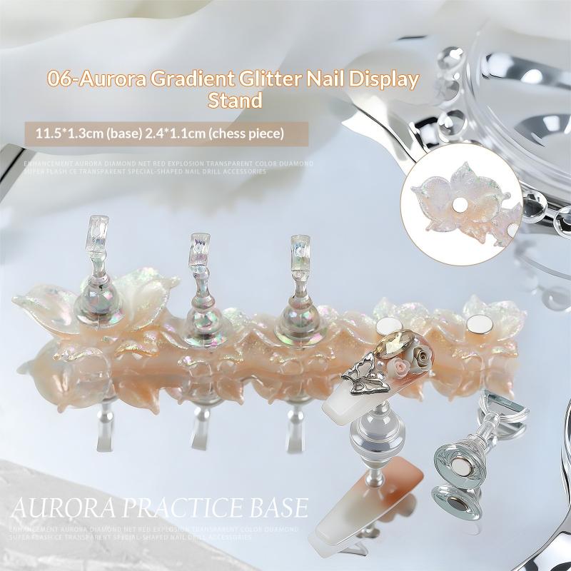 Aurora Flowers Magnetic Nail Tip Display Stand For Manicure Press-On Nails Training Gel Nail Polish Nail Tip Display Tool
