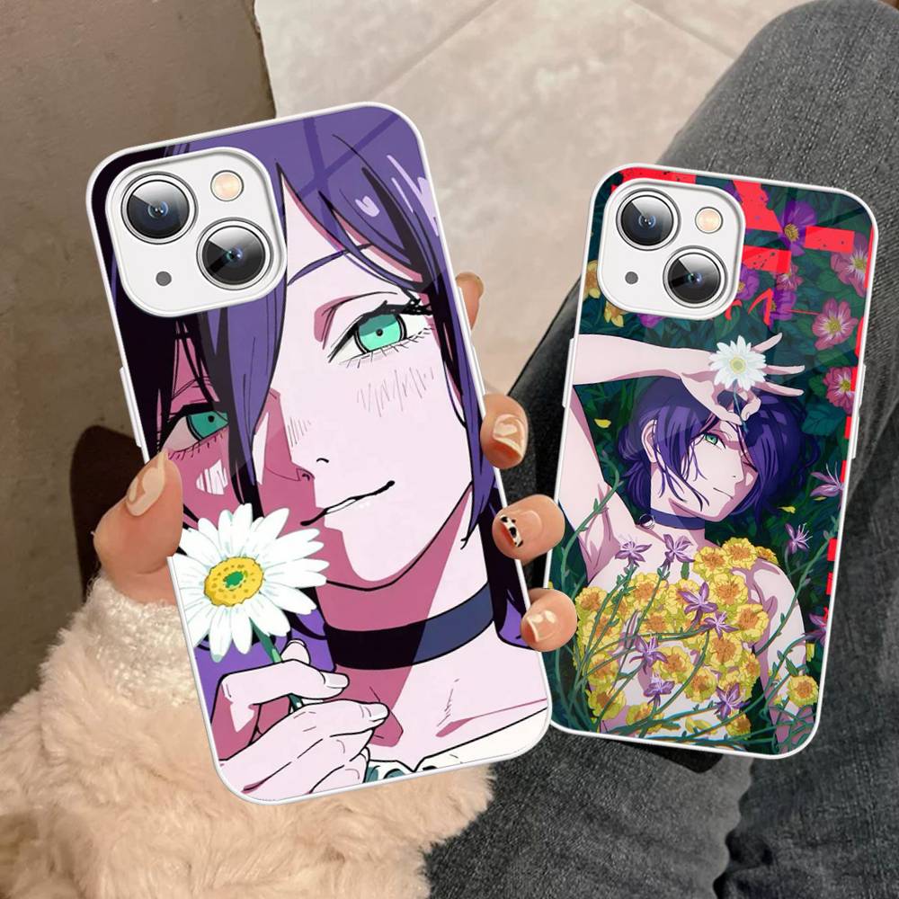 Action Anime Chainsaw Man Reze Arc Gehärtetes Glas Für Iphone 14 13 12 11 Pro Mini XS MAX 14Plus X XS XR Hülle