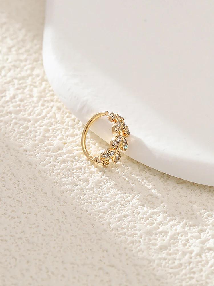 1 Pc Leaf Opening Adjustable Nose Ring Nose Decoration Ear Bone Nail Body Piercing Jewelry