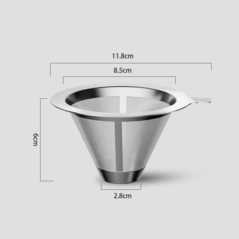 

Воронка для кофе из нержавеющей стали 304 с мелкой сеткой, двухслойные кофейные аксессуары, многоразовый конический фильтр для кофе, практичный и долговечный