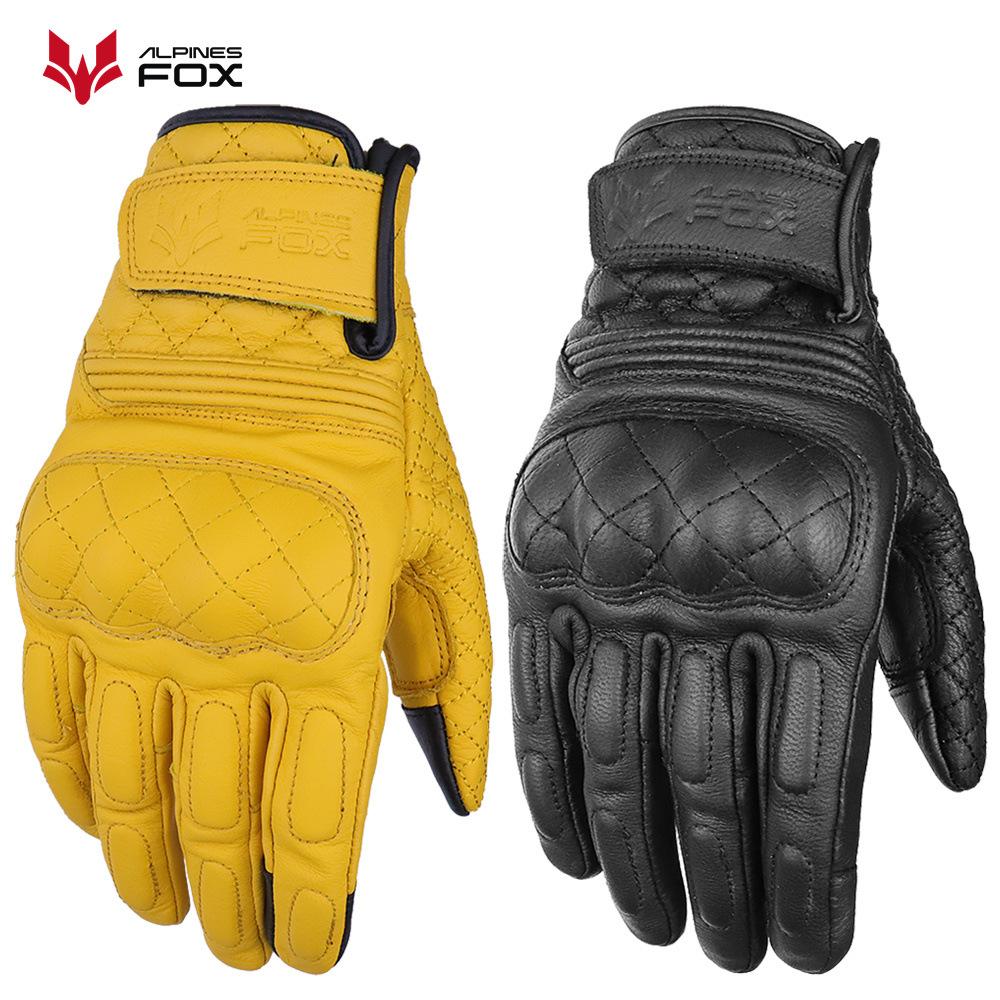 Motorcycle Rider Retro Anti-Drop Four Seasons Leather Road Bike Riding Gloves