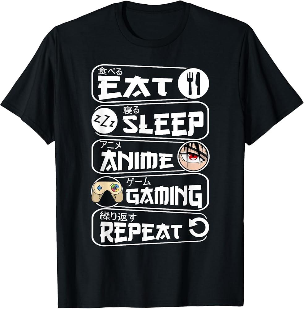 Eat Sleep Anime Gaming Shirt Repeat Kawaii Anime Gamer TShirt Unisex T-Shirt XL
