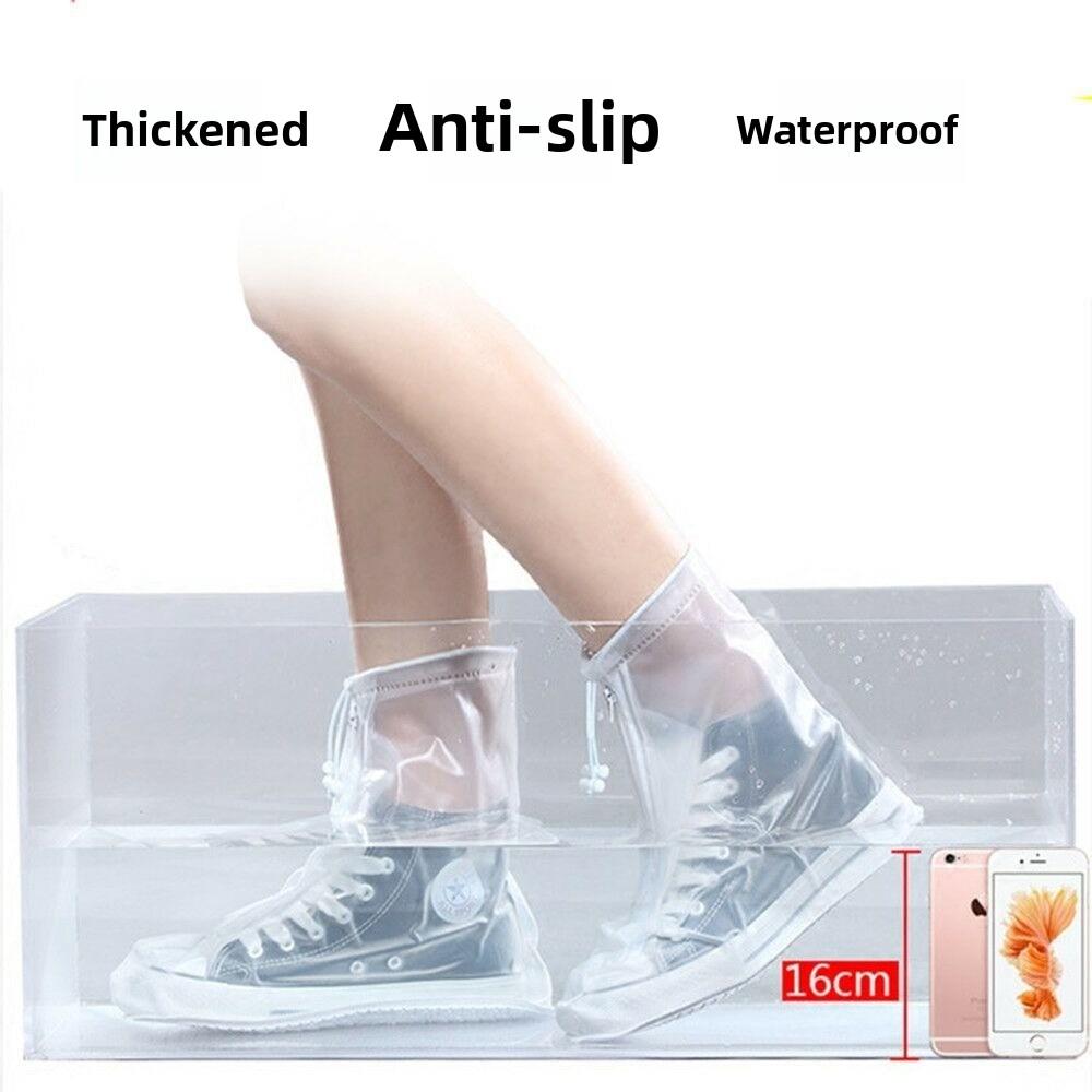 1 Pair Waterproof Shoe Covers Non Slip Reusable Overshoes for Rain Snow PVC Silicone Sole Protectors Doorbell Rain Cover