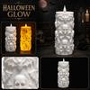 Realistisches Totenkopfmuster LED Elektronische Kerzenlicht Halloween Dekoration Harz Nachtlampe für Schlafzimmer Nachttisch Atmosphäre Dekoration