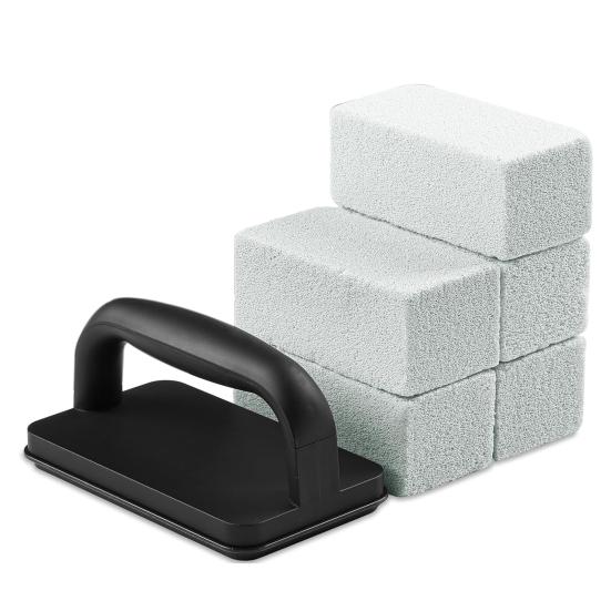 5 Pcs/Set BBQ Cleaning Bricks with Heat Resistant Handle Hard Wear-resistant Grill Scrubbing Stone Flat Top BBQ Swmming Pool Sink Cleaning Pumice