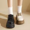 Augustine platform model, new autumn black lace-up British small leather shoes, velvet single shoes.