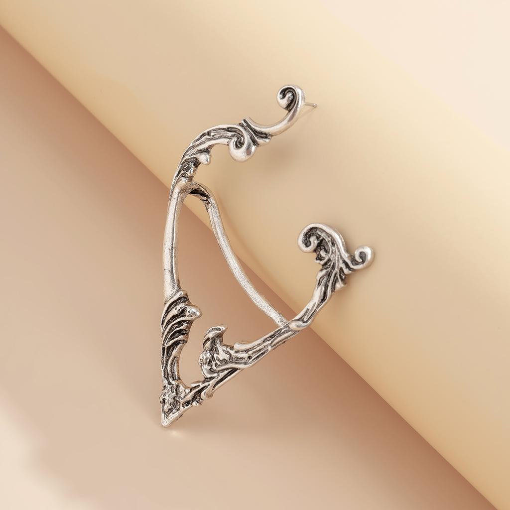 1Pair Goth Punk Fairy Elf Ear Cuff Earrings for Women Trendy Vintage Piercing Clip Earring Halloween Jewelry Accessories Gift
